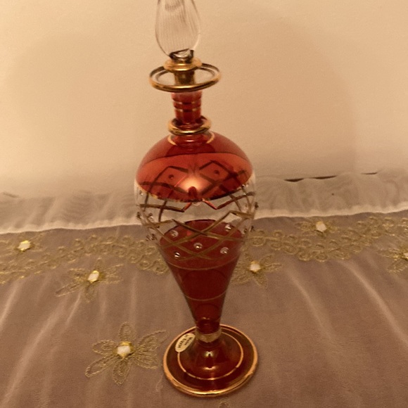 Vintage Egyptian Hand Blown Glass Perfume Bottle with Dapper - Picture 2 of 7